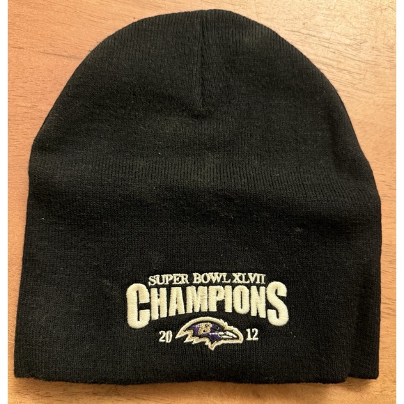 BALTIMORE RAVENS‎ SUPER BOWL  XLVII TOBOGGAN KNIT VINTAGE BEANIE SKULL HAT CAP - Picture 1 of 2